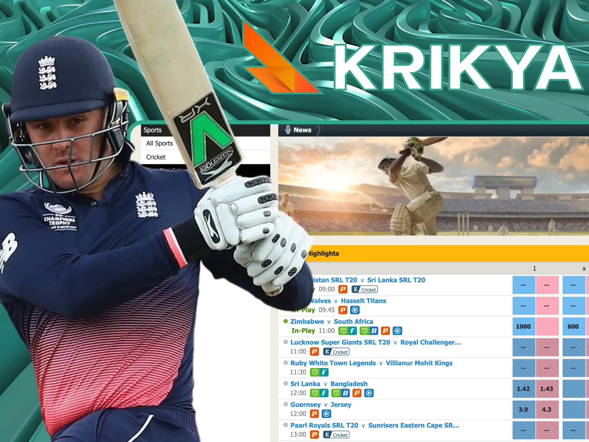 Jason Roy bets cricket style at Krikya Casino.