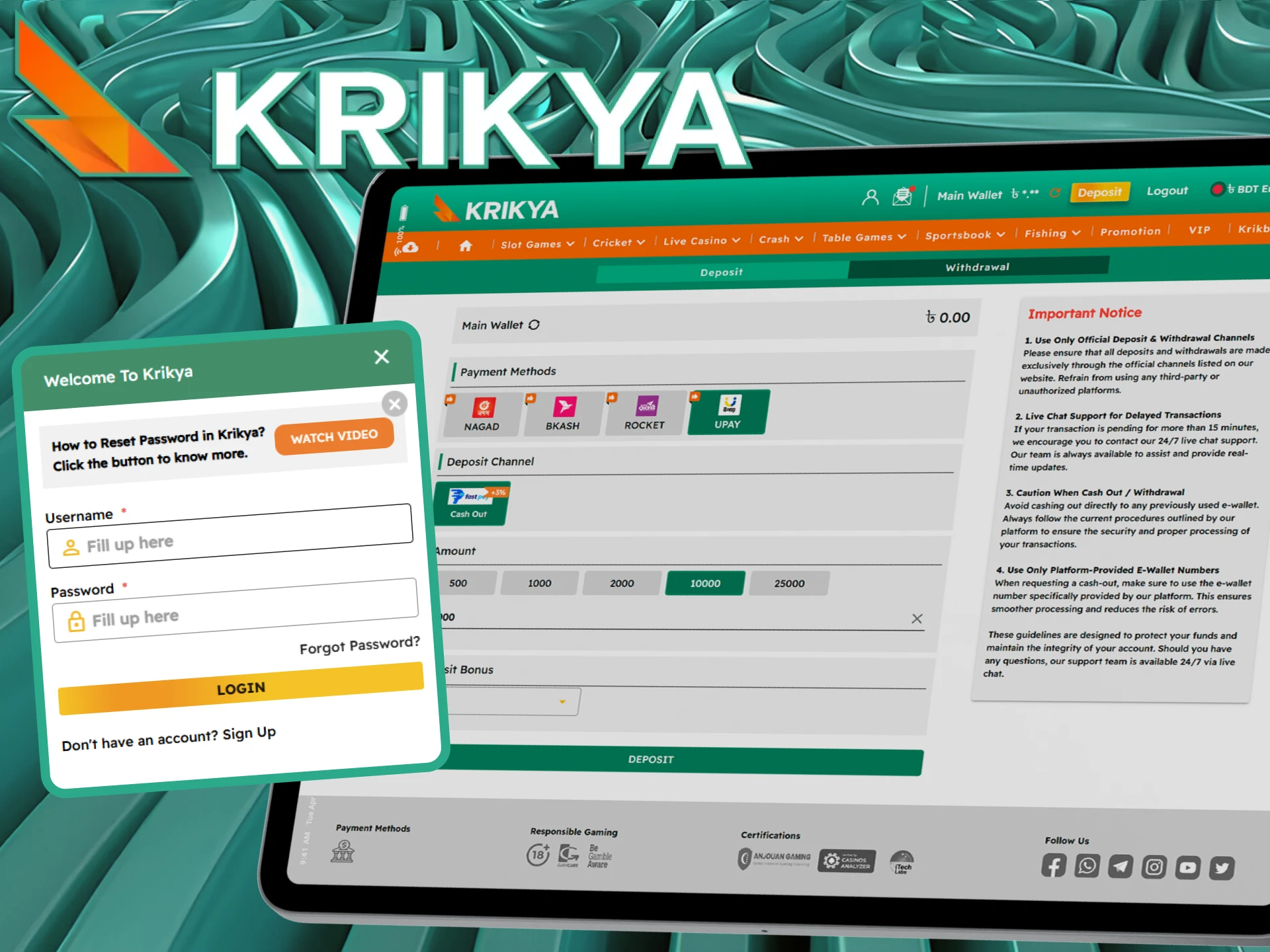 We have prepared step-by-step instructions on how to activate the procode on the Krikya online casino website.