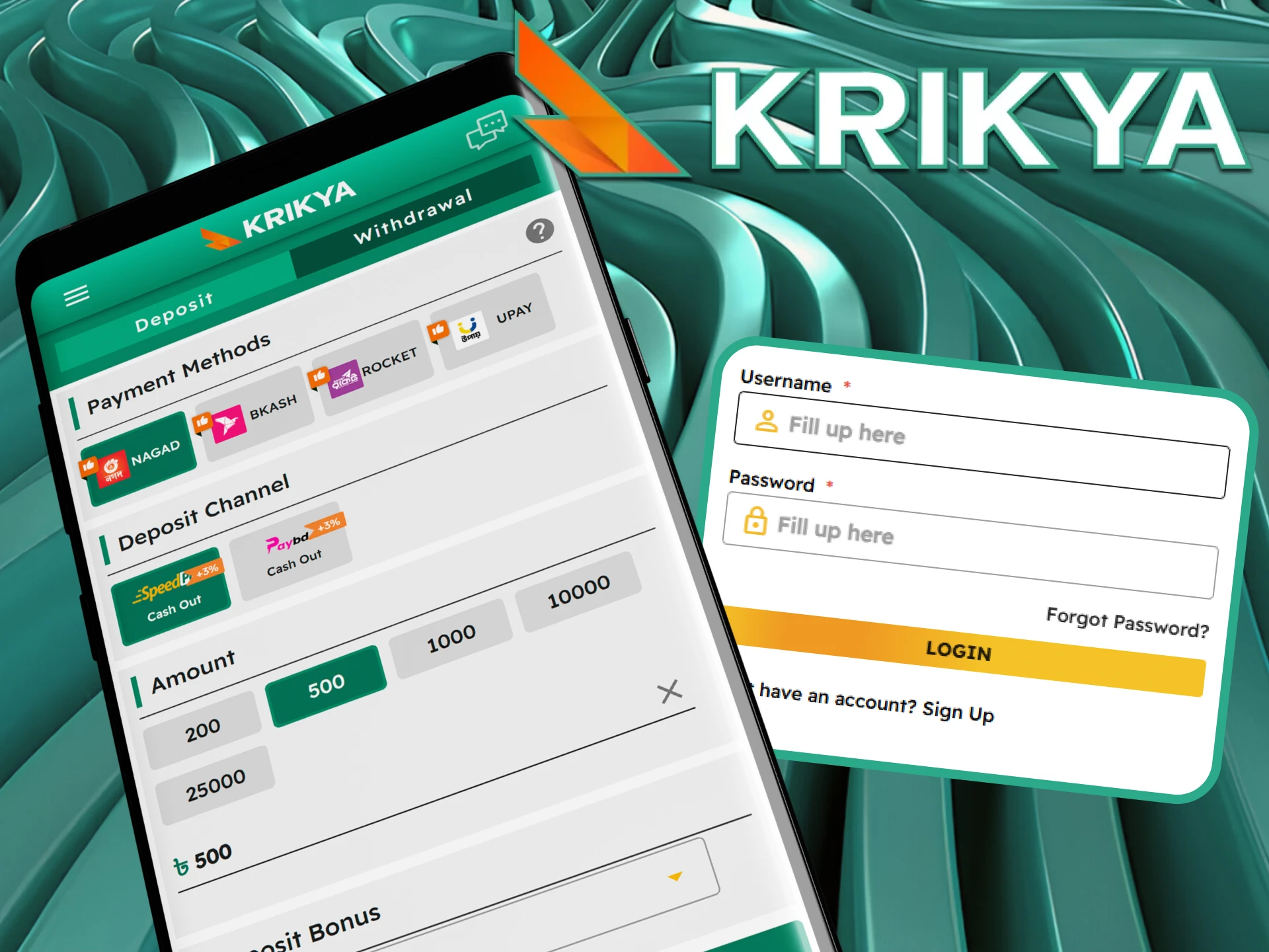 Players can apply the Krikya online casino procode on their phone.
